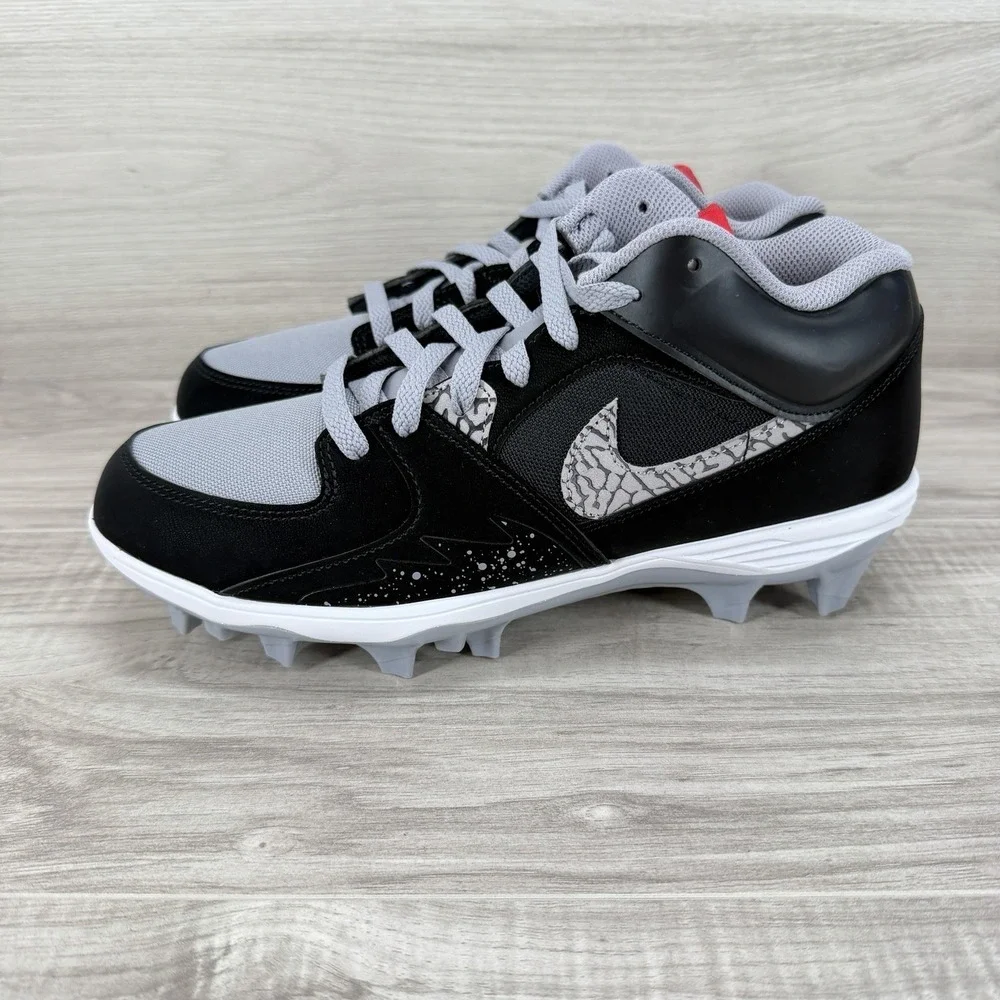 Size 9 - Jordan Stadium 90 Black Gray Cement Football Baseball Cleats